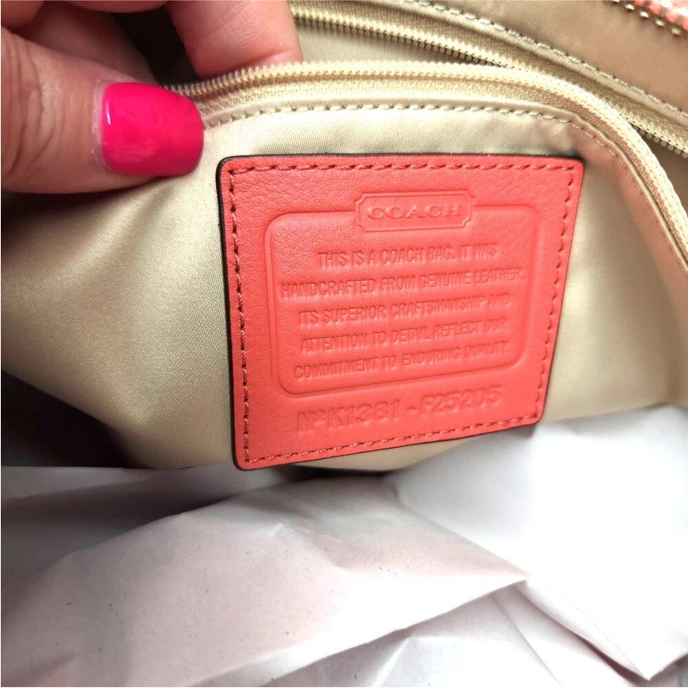 Coach Taylor Coral Leather Tote with Logo Patch - Picture 3 of 16